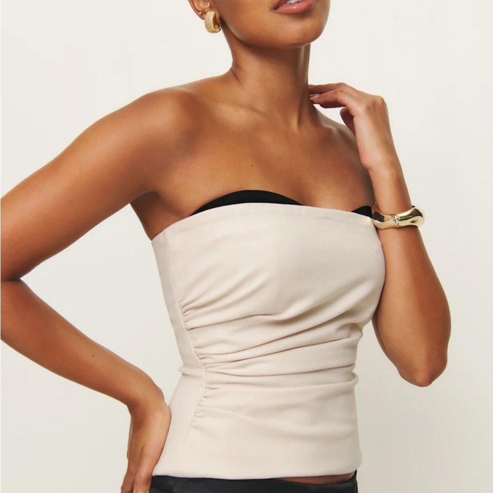 Reformation Strapless Cream Crop Top
